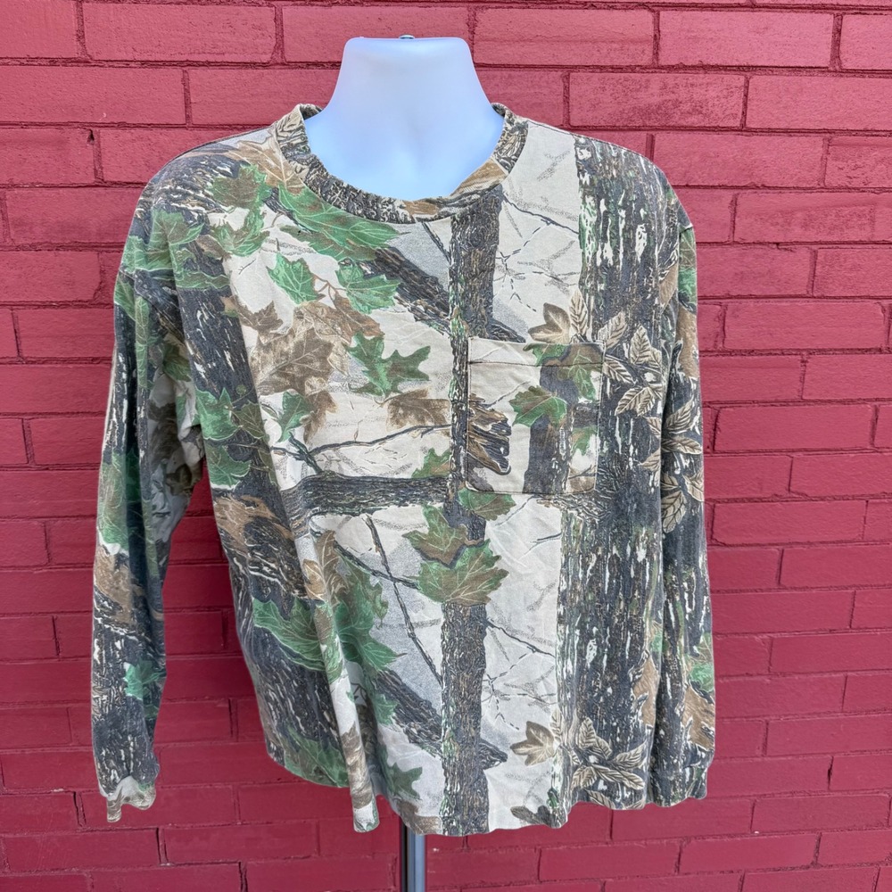 Vtg Real Tree Camo Long Sleeve Pocket Shirt Mens Size XXL Outdoor Hunting Gorp